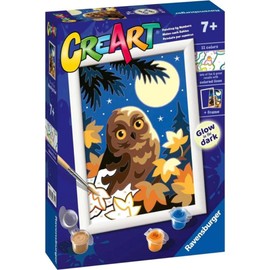 Ravensburger - CreArt E Series: Owl in Moonlight, Painting Set by Numbers, Includes a Pre-Printed Board, Brush, Paints and Accessories, Creative Game for Boys and Girls Age 7+