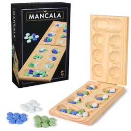 Spin Master Games, Cardinal Classics, Mancala, Classic Strategy Board Game with Folding Wood Board, Mancala Set for Beginners & Experts, 2 Players, Stocking Stuffer Gift Ideas for Ages 8 & Up