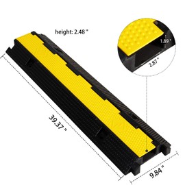 F COME 1 Pack Rubber Cable Ramp Hose Cable Protector Ramp 1 Channel 22000Lbs Load Capacity Traffic Speed Bump Wires Power Lines Extension Cord Cover for Indoor Outdoor
