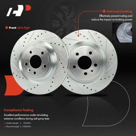 A-Premium 2-PC Set 13.23 inch (336mm) Front Drilled and Slotted Disc Brake Rotors Compatible with Select Ford 2011 2012 2013 2014 Mustang