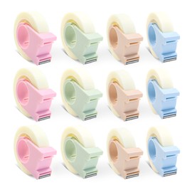 12 Pack Invisible Tape with Mini Dispenser Set 1/2 Inch Magic Tape Writable Transparent Tape Portable Repairing for Office School Home (12)