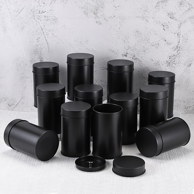 JUXYES 12 Pack Tea Tins Canister with Airtight Double Lids,