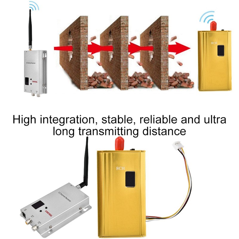 1.2G 1.5W Wireless Audio Video Transceiver CCTV Monitoring Transmitter &amp;