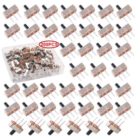 HUAZIZ 200 Pieces Mini Slide Switch Vertical Foil Switch 3 Pin 2 Position 1P2T SPDT with PCB Panel for Arduino 0.5 A, 50 V DC, 5 mm Micro Interruttore