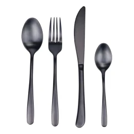 KASABLANCA Juego De Cubiertos De Acero Inoxidable Negro Mate 16 Piezas