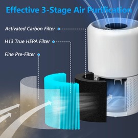 Core 300 Smoke Remover Replacement Filter for LEVOIT Core 300, Core 300S and Core 300-P Air Purifier, 3-in-1 H13 True HEPA Filter Replacement, Compared to Part # Core 300-RF-SR, 2 Pack, Blue