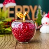 Red Crystal Apple Figurine Paperweight, Glass Apple Collectible with Filling