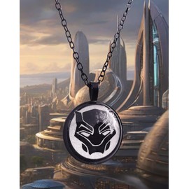 Gionatan Shop Black Panther Wakanda King T'Challa Necklace with Black Panther Pendant, League, panther