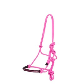 USG 15050024 Knotted Headcollar Braided Noseband with Rhinestones Pink Thoroughbred / Warmblood