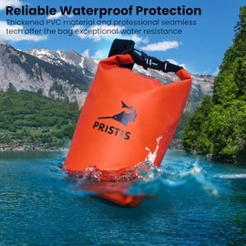 Pristis - Bolsa seca impermeable de 10 litros, ligera, flotante, mochila de almacenamiento para kayak, pesca, rafting, playa, camping, color naranja