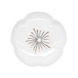 24to3 475068 Nishitomi Pottery Hasami Ware Plate, Approx. 4.3 inches (11 cm), Gold White Plum, Made in Japan