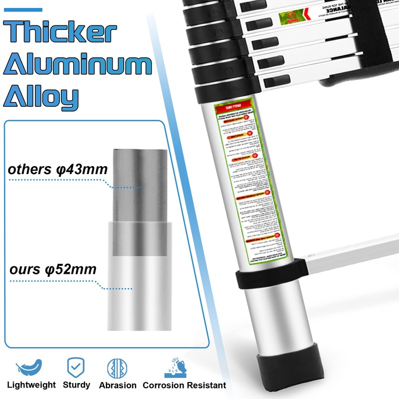RIKADE Telescopic Ladder, 6.5FT Aluminum Telescoping Ladder with Non-Slip Feet,