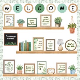 Welcome Back to School Bulletin Board Decorations, Eucalyptus Classroom Decor, Greenery Inspirational Affirmation Cutouts for Teacher Welcome Classroom School Supplies Door Wall Decor