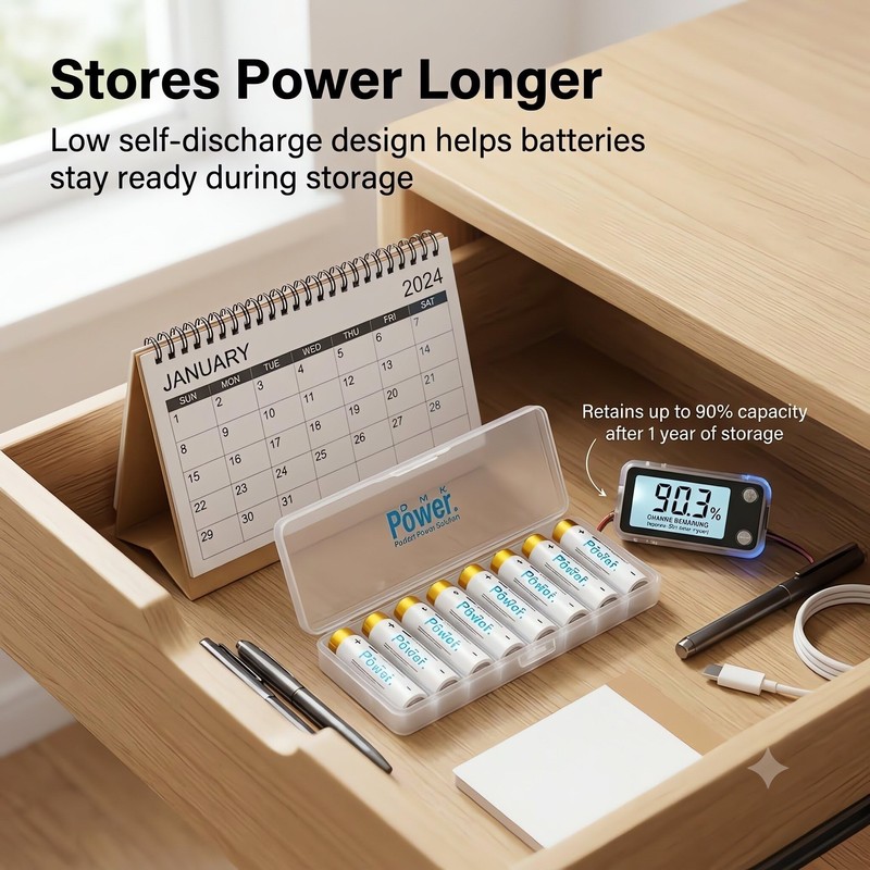 DMK POWER AA Rechargeable Batteries, 8 Pack, 2800mAh, 1.2V NiMH