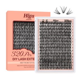 Higu clace Individual Lashes Cluster 320pcs, D curl Lash Clusters 30D DIY Individual Eyelashes 12-18mm Mixed,Wispy Lash Extension Clusters Reusable False Lashes Clusters(30D Dcurl 12-18mm)