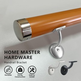 HOME MASTER HARDWARE Hand Rail Brackets, Stair Railing Bracket Heavy Duty Hardware for Stairways, Home or Office Staircase Support Handrail Brackets, Satin Nickel 6 Pack