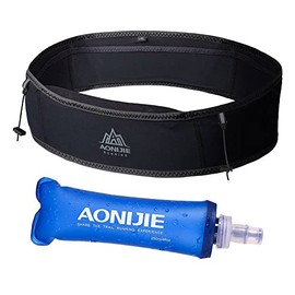 AONIJIE Riñonera para correr con botella de agua suave de 250 ml para mujeres y hombres, paquete de cintura que absorbe la humedad, ideal para escalad