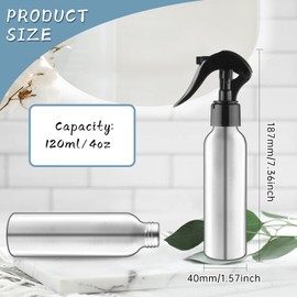6 Pcs Aluminum Spray Bottles Empty Atomizer Liquid Container with Black Sprayer for Hair Care Essential Oils Plants Home Kitchen - 120ml/4oz