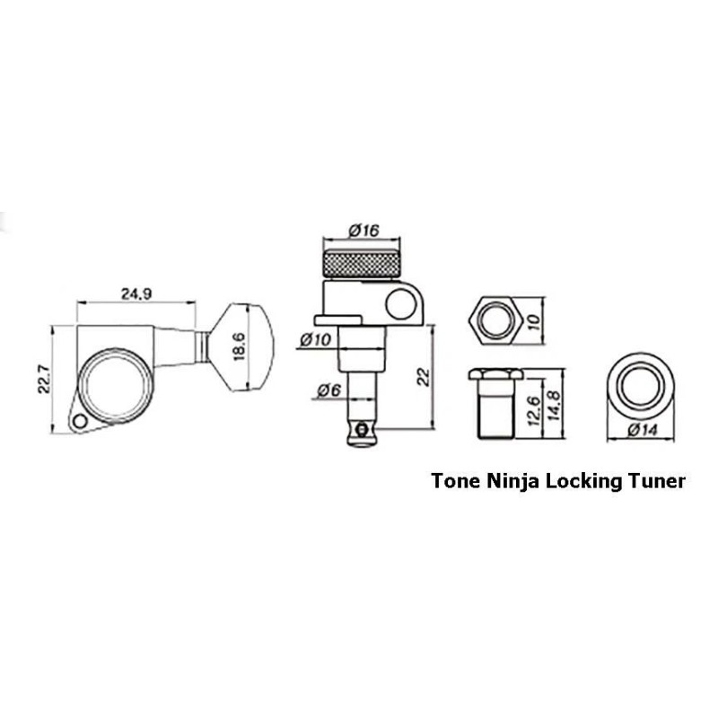 Tone Ninja Genuine Tone Ninja 19:1 Locking Tuners, 8 String