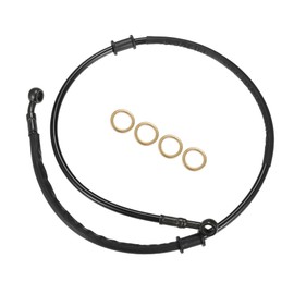 X AUTOHAUX 1 Set 95cm 37.40" Motorcycle Braided Brake Clutch Oil Hoses Line Pipe Clutch Throttle Gas Line Fuel Pipe Black for ATV Dirt Bike