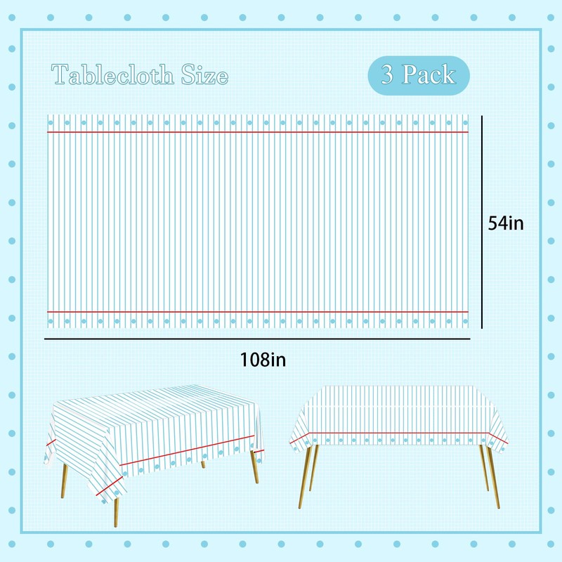 Deffdns Back to School Tablecloth,3 Pack 54 x 108 Inches