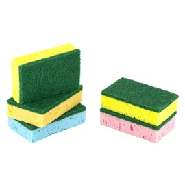 Pine-Sol Heavy Duty Sponge with Scrubber – Pack of 5, Dual-Sided | Easily Cleans and Scrubs Stuck-On Grime, Oil, Grease and Burnt on Food, 5 Pack, Assorted