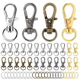 50PCS Metal Keychain Lobster Claw Clasp with Key Ring, Lanyard Swivel Snap Hook Clips Charms Accessories for Crafts Jewelry Making Kit, Assorted Color