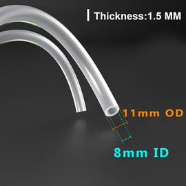 Feelers Silicone Tubing, Food Grade Pure Siliconce Hose 8mm ID 11mm OD 3.3ft, High Temperature Resistant Flexible Hose for Water Air Pump, Aquarium, Home Brewing, Kitchen