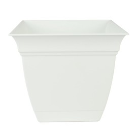 The HC Companies 6 Inch Eclipse Square Planter with Saucer – Indoor Outdoor Plant Pot for Flowers Vegetables Herbs, White