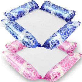 2 Packs Inflatable Pool Floaties for Adult Water Hammock, 4-in-1 Pool Hammock, Floating Lounge Chair, Saddle and Drifter Pool Rafts for Summer Vacation Beach Lake Fun(Leaves)