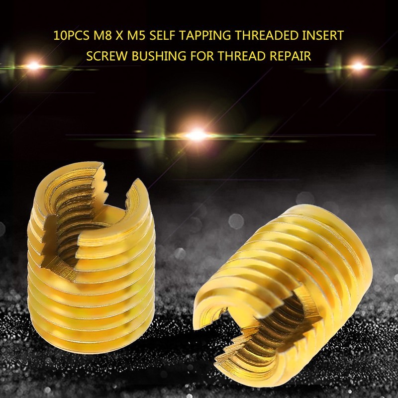 QANYEGN 10Pcs Self Tapping Threaded Insert, Brass Threaded Insert, 302