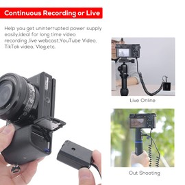 NP-FW50 Dummy Battery AC Power Adapter Kit Continuous Power Supply by Type-C PD/QC Power for Sony A7 A7M2 A7R2 A7S2 A6500 A6300 A6000 A5100 A5000 Cameras