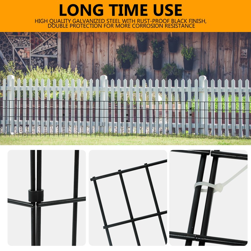 confote 24"x15" No Dig Animal Barrier Fence, 10 Pack Black