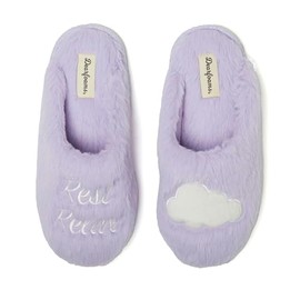 Dearfoams Women's Gifts for Mom Fluffy Cute Scuff Slipper, Purple, 7-8
