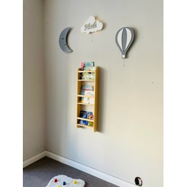 Furpinea 3 Tier Natural Wood Handmade Montessori Kids Bookshelf, Wall Mounted Space Saver Children for Nursery (Wide 24" Width, Natural)