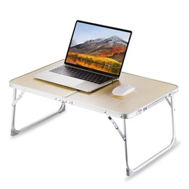 Foldable Laptop Table for Bed, SUVANE Lap Desk, Bed Desk, Breakfast Serving Bed Tray, Portable Mini Picnic Table Storage Space Laptop Desk Reading Holder(Pine)