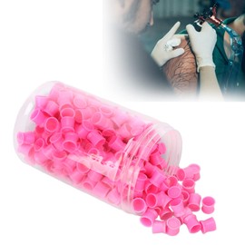 Tattoo Ink Caps Cups Mixed 300PCS Disposable Pigment Ink Caps in 12MM Tattoo Cups Caps Silicone Pigment Ink Caps for Supplies (Pink)