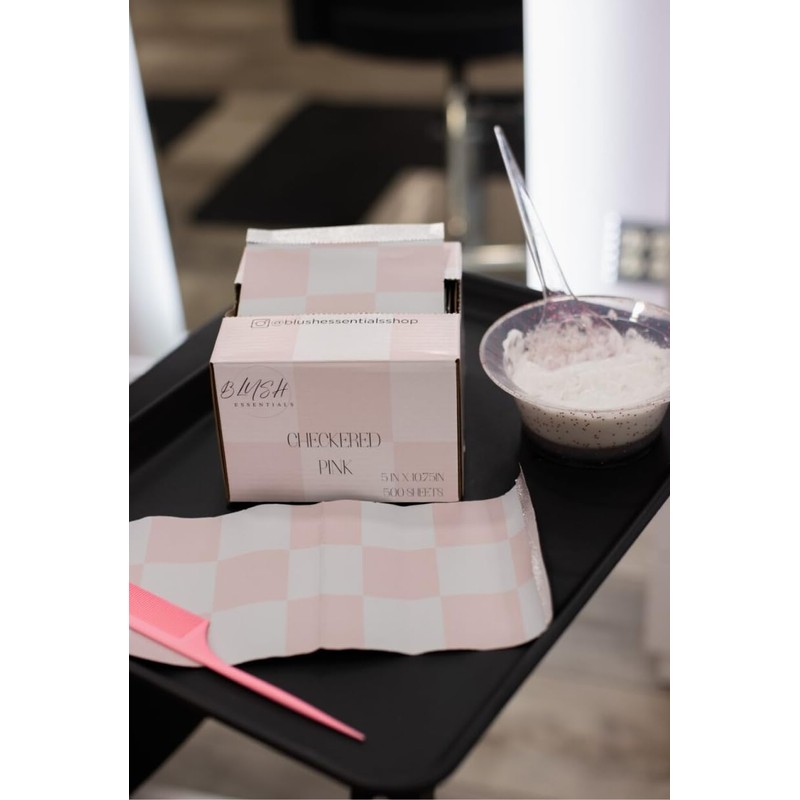 Checkered Pink Aluminum Hair Foils for Highlighting - 5"x10.75" Aluminum