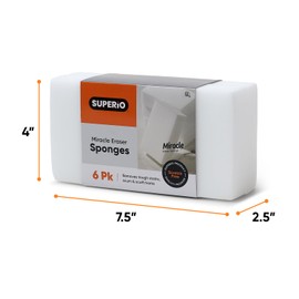 Superio Miracle Eraser Sponges - 12 Count - Effective Cleaning for Kitchen, Bathroom, Walls & More