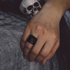 Bandmax Men's Skull Ring - Black Stainless Steel Flame Skull