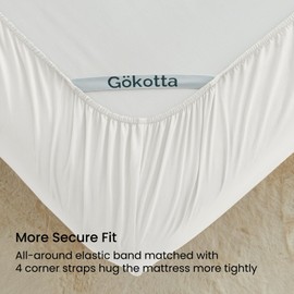 GOKOTTA 3-Pcs Twin Sheets Set, 15-Inch Deep Pocket Twin Sheets with Elastic Corner Straps, Luxury Ultra Soft Brushed Microfiber Twin Size Sheets - Non Slip, Hypoallergenic, Easy Care - White