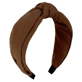 Brown Headband Top Knot Headbands for Women Non Slip Fashion Wide Knotted Headbands for Women Cloth Head Bands for Women’s Hair