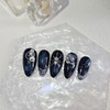 Deep Blue Eyes Handmade Nail Tips - Long Square /