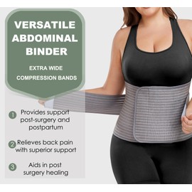 Abdominal Binder Post Surgery - Postpartum Belly Band Wrap | Post C Section Belly Binder Recovery Belt | Stomach Compression Hernia Belt For Men or Women After Pregnancy, Hysterectomy (Large/X-Large)