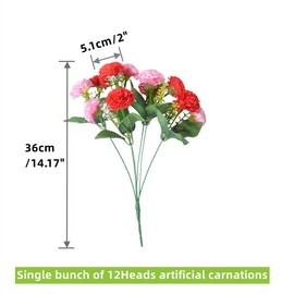 XZJMY 4Pack Artificial Carnations Flowers,48 Heads Bunch of Outdoor UV Resistant No Fade Silk Artificial Flower for Home Party and Wedding Decor Flower Arrangements(Multicolor)
