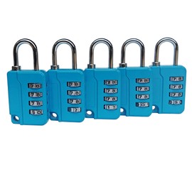 ZPLIUST - 4 Digit Combinations Padlock The Safe Cipher Lock, for Gym Outdoor & School Employee Locker, Toolbox, Fence, Hasp Cabinet, Resettable Combo Locks (Black 5 Pack) (Blue 5 Pack)