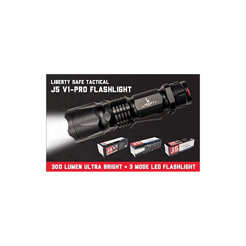 Liberty Safe - LED Tactical Flashlight, J5 V1-PRO, 300 Lumen