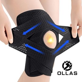 OLLAS 1pc Plus Size Knee Compression WrapBrace (Order A Size Up), Breathable AdjustableKnee Brace For Men And Women, Knee BraceWith Side Stabilizers Leg Supporter:_White（1pc）_M