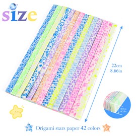 Valtiner 840 Sheets Star Paper Strips, Origami Paper Color Lucky Stars Decoration Strip for DIY Hand Art & Craft Supplies (Luminous)