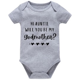 Hi Auntie Will You Be My Godmother Newborn Bodysuit Funny Infant Boys Girls Creeper One-piece Outfit Aunt Baby Onesie